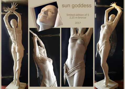 Sun Goddess Woman Figure Bronze Sculpture Art