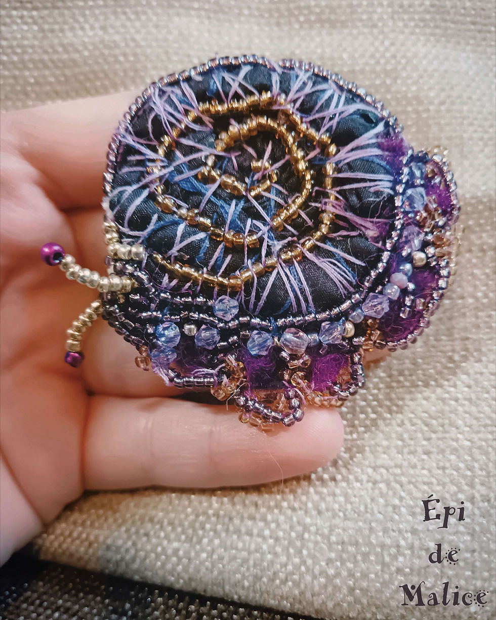 Miniature : Broche hairclip Escargot mauve