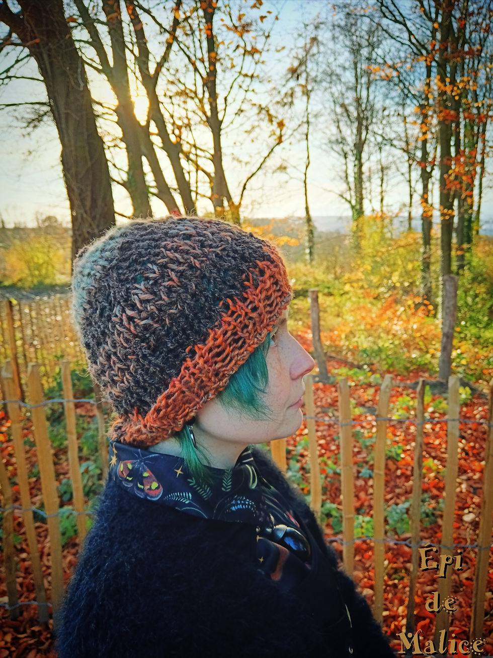 Thumbnail: Bonnet - Feuillage roux - Laine filée 