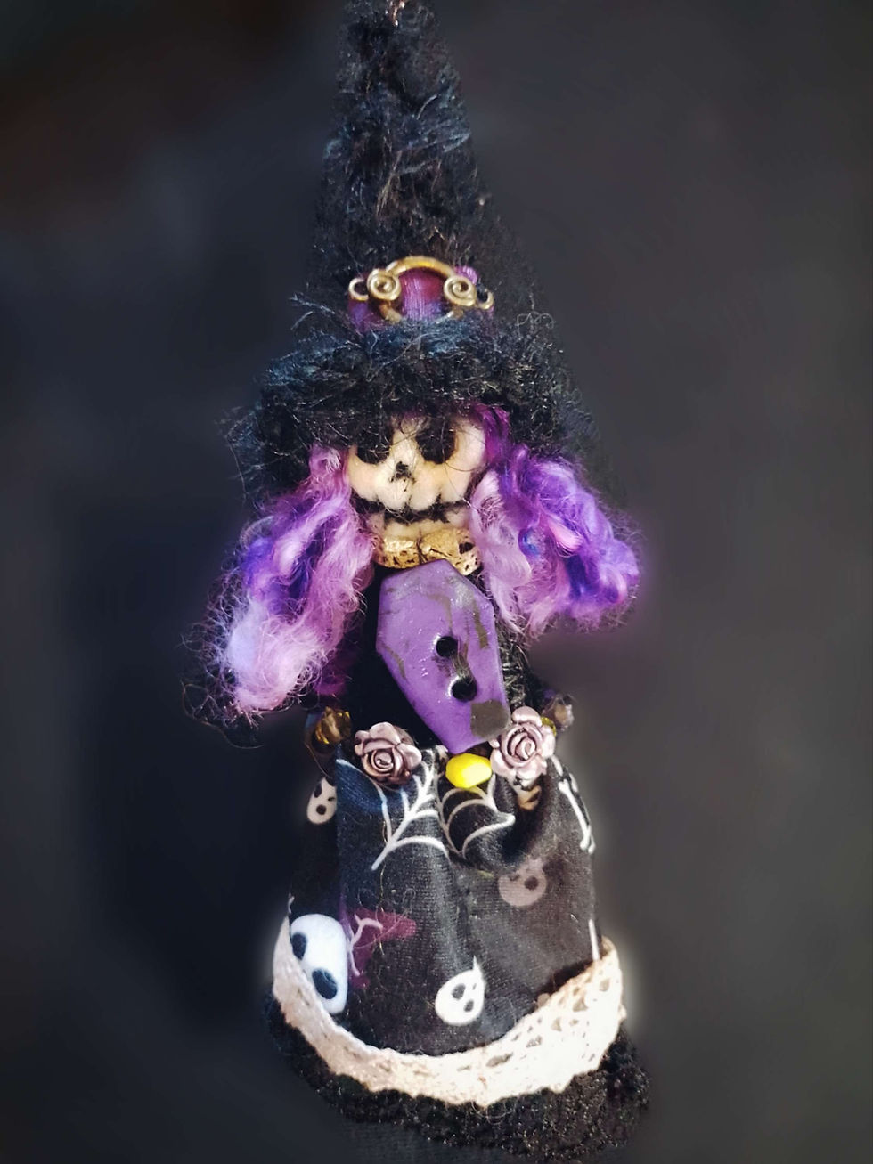 Miniature : Poupée squelette - violette - Art doll