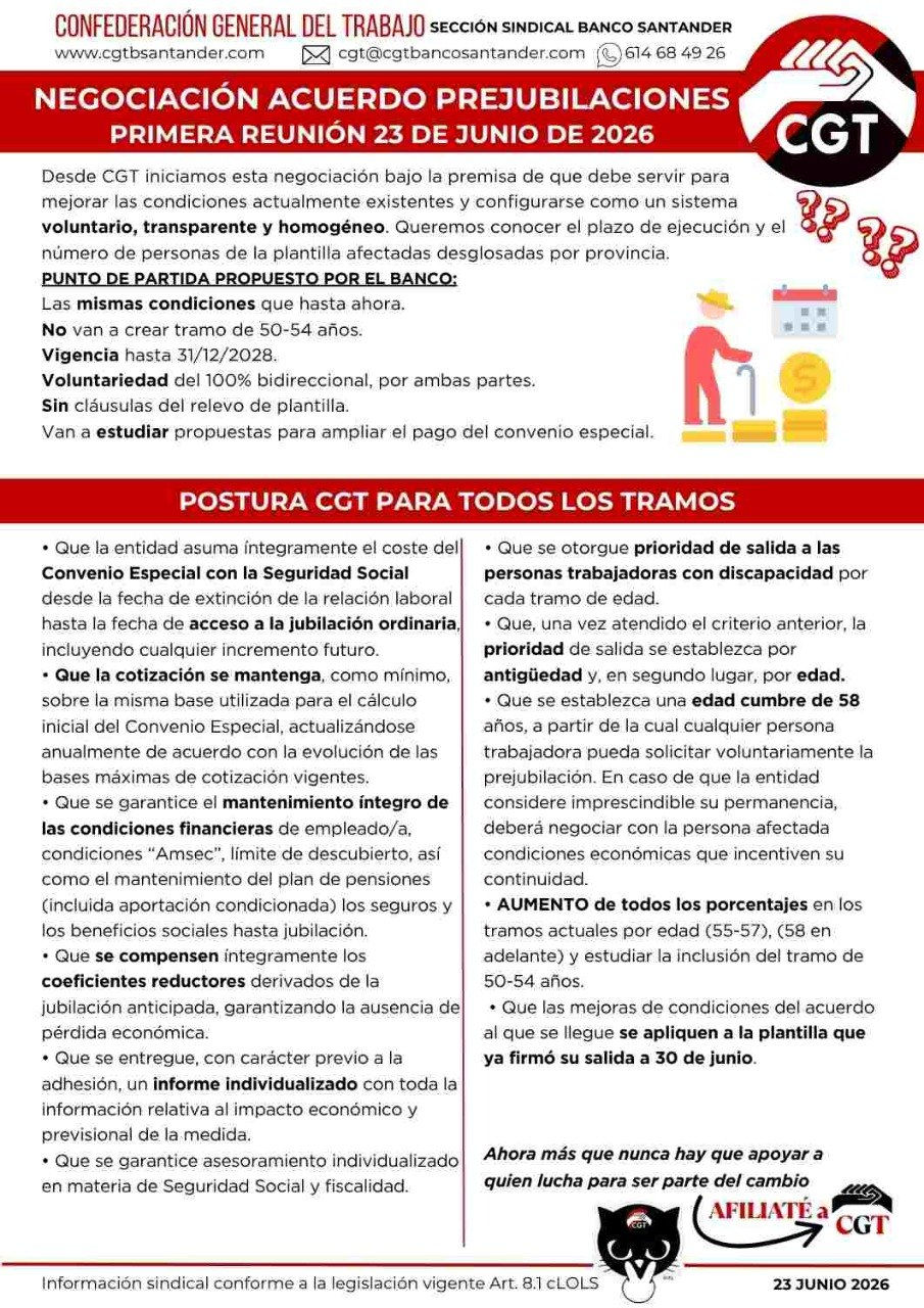 Negociación del acuerdo de prejubilaciones en Banco Santander: primera reunión