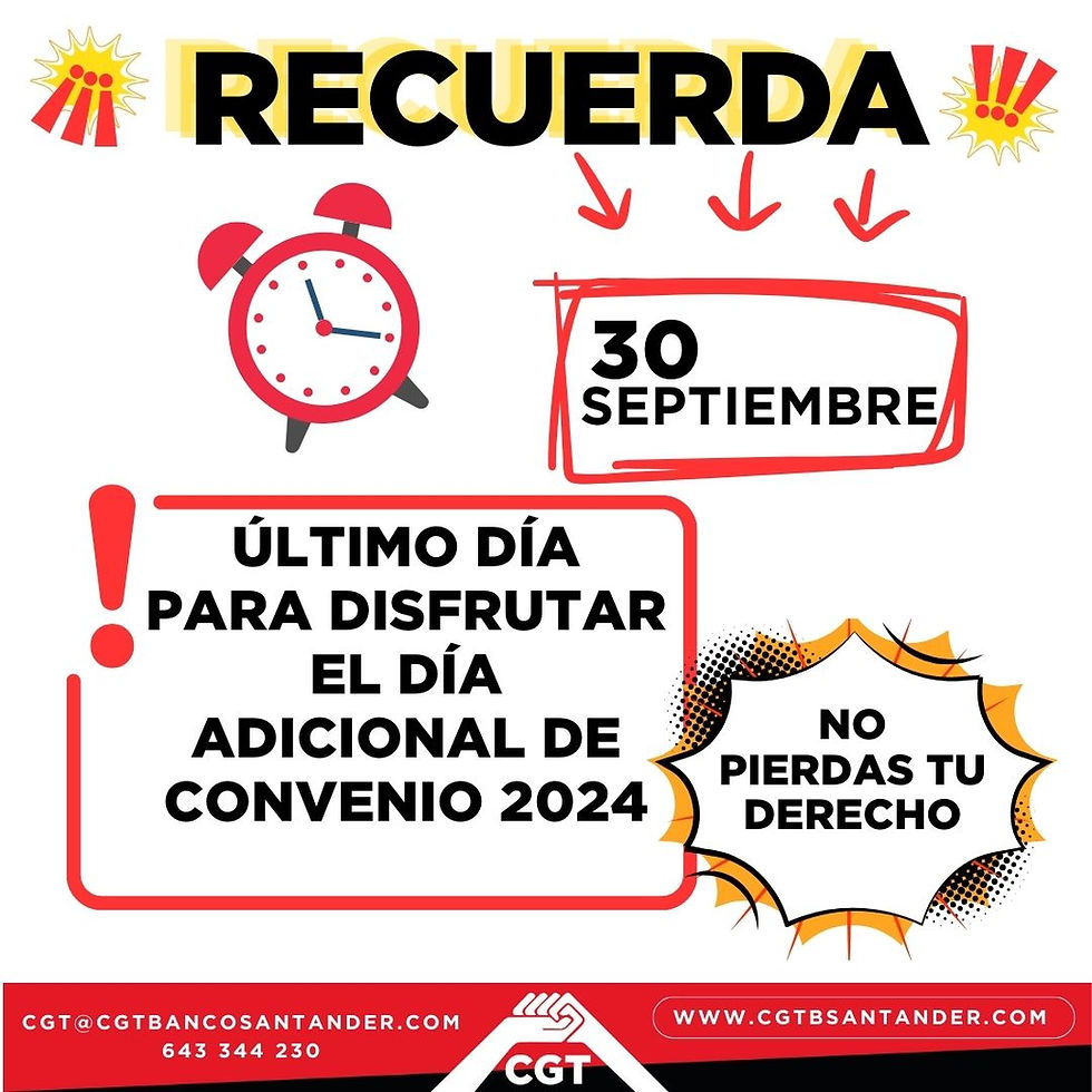 Último día para disfrutar del día adicional de convenio 2024: 30 de septiembre