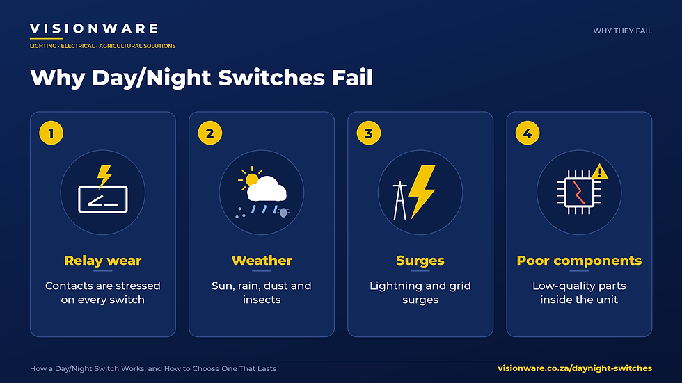 Why day/night switches fail