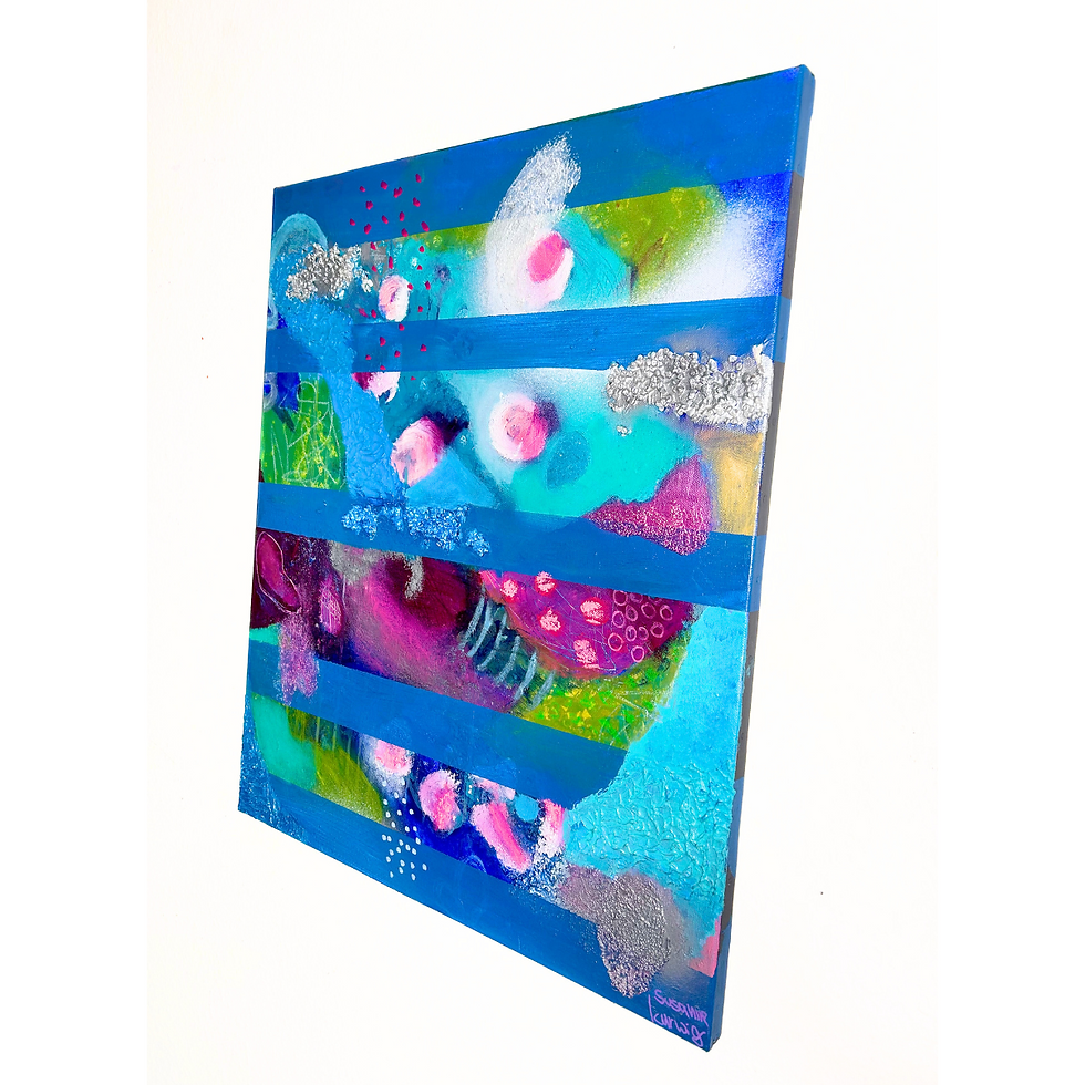 Thumbnail: abstrakte Malerei "magische Ozeanlandschaft", bunt, Leinwand, 50x60cm, Susanne Kurwig