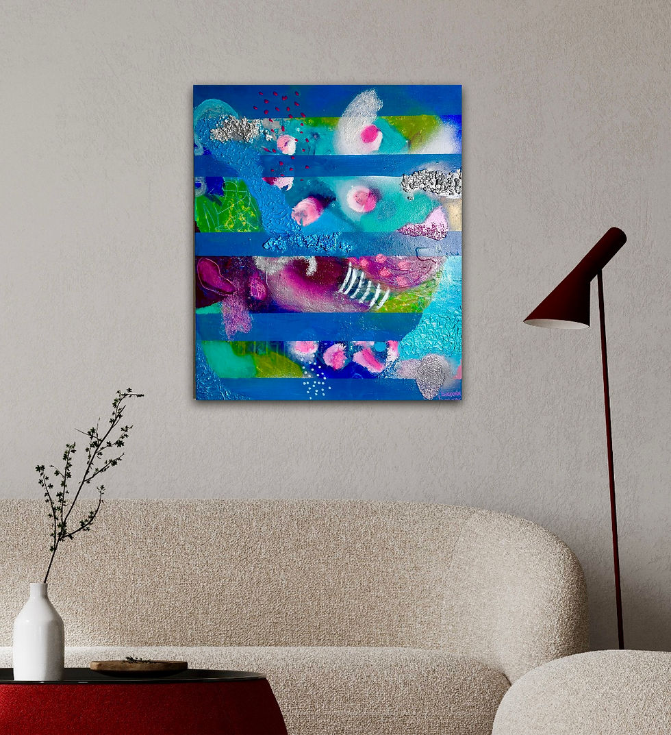 abstrakte Malerei "magische Ozeanlandschaft", bunt, Leinwand, 50x60cm, Susanne Kurwig