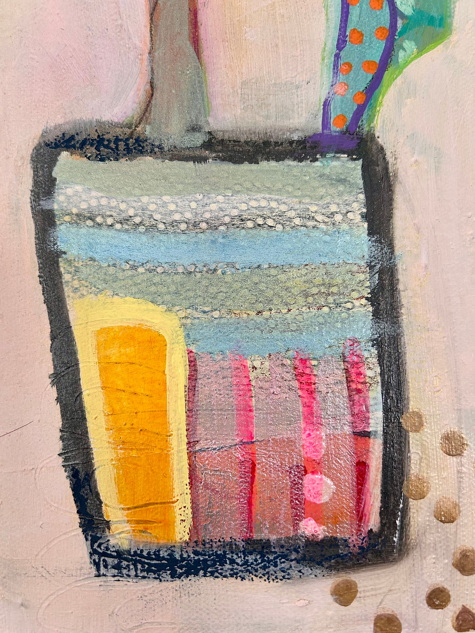 Thumbnail: abstrakte Malerei bunt floral auf XL Leinwand, 40x40cm, Susanne Kurwig