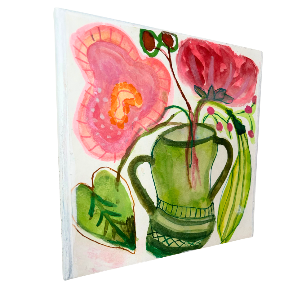 Thumbnail: Kleines Blumenaquarell mit Vase no. 7