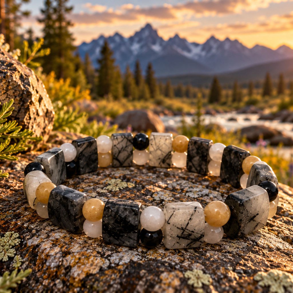 Grounded Intuition – Tourmalinated Quartz Bracelet