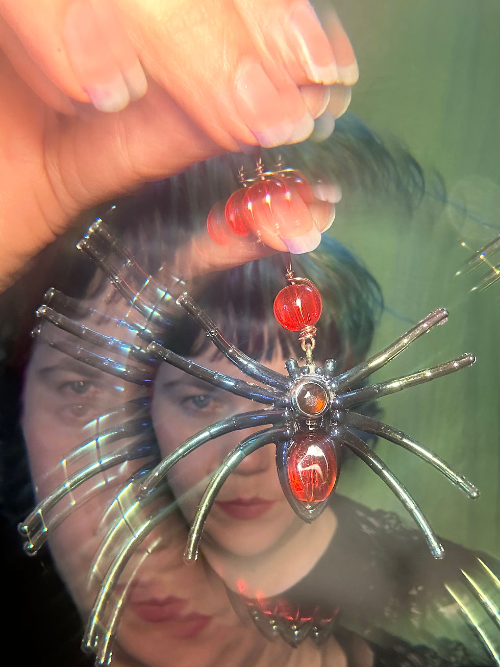 Thumbnail: Webs of Life Red Earrings