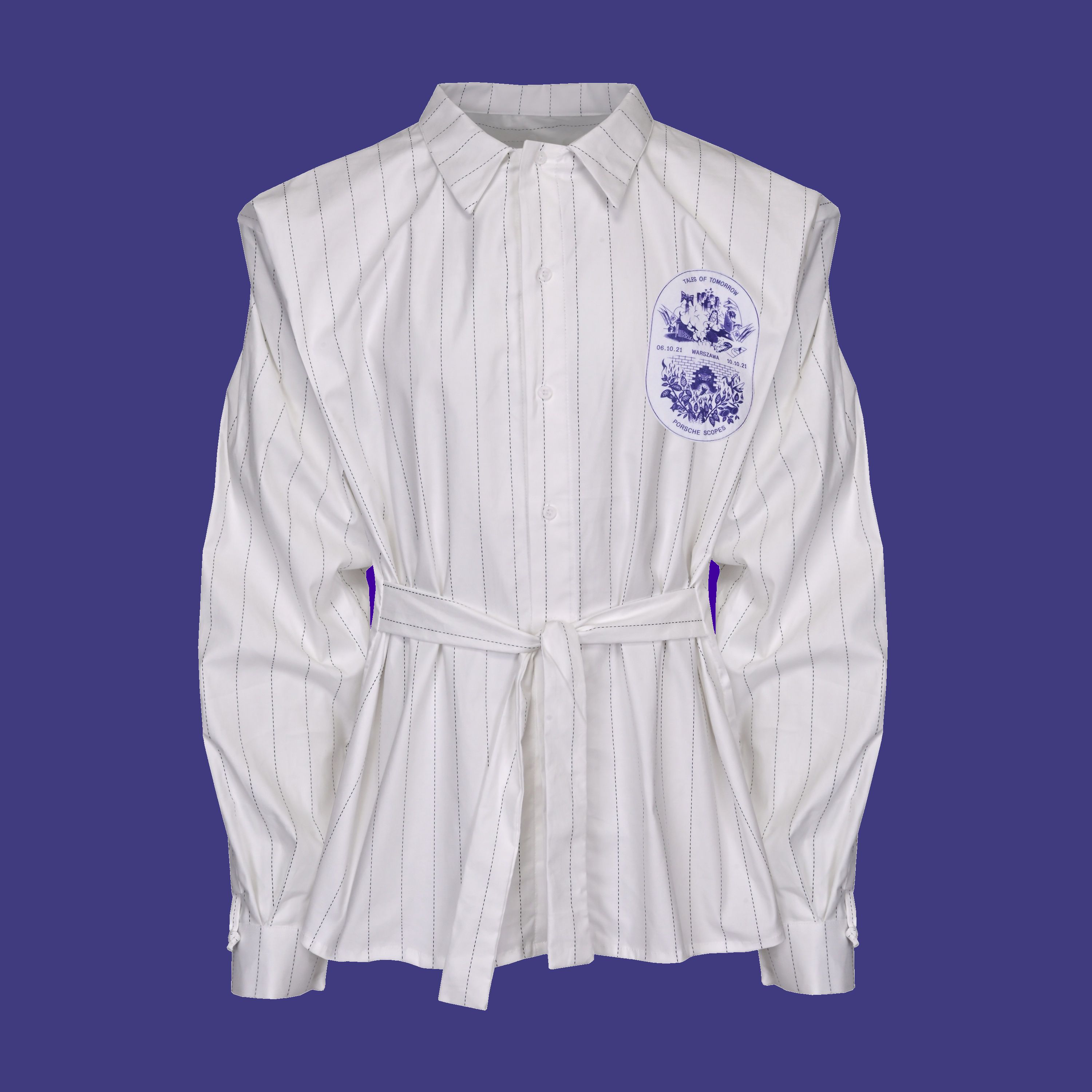 limited TIE WAIST COTTON SHIRT WITH PRINT