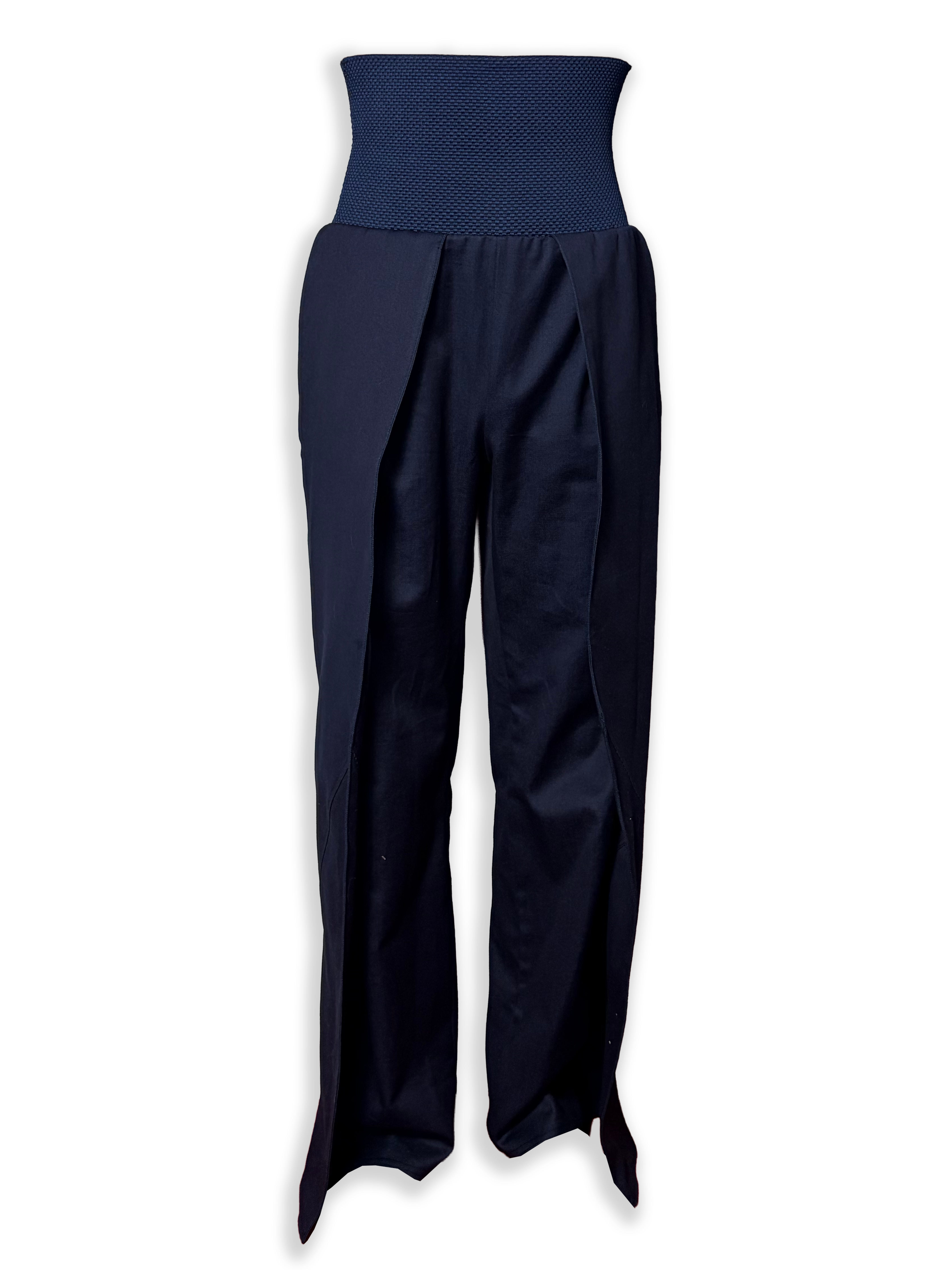 UNIQUE INK BLUE DENIM CORSET WAIST TROUSERS