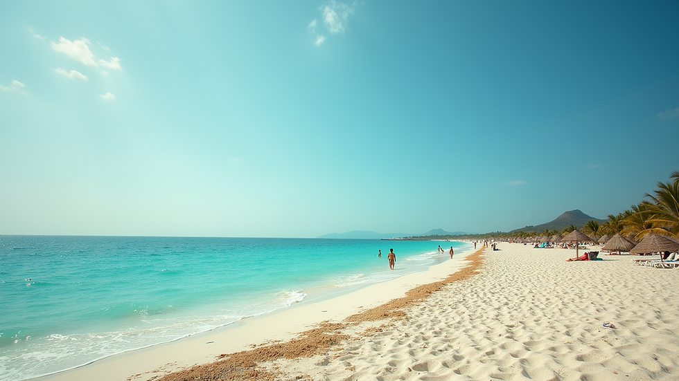 Vista panorámica de la playa de Mahahual