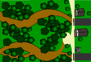 Car driving through on curved roads animation