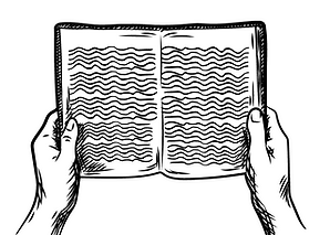 two hands holding open a book