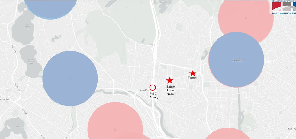 USDOT TIFIA Interactive Map Screenshot of Medford MA Area