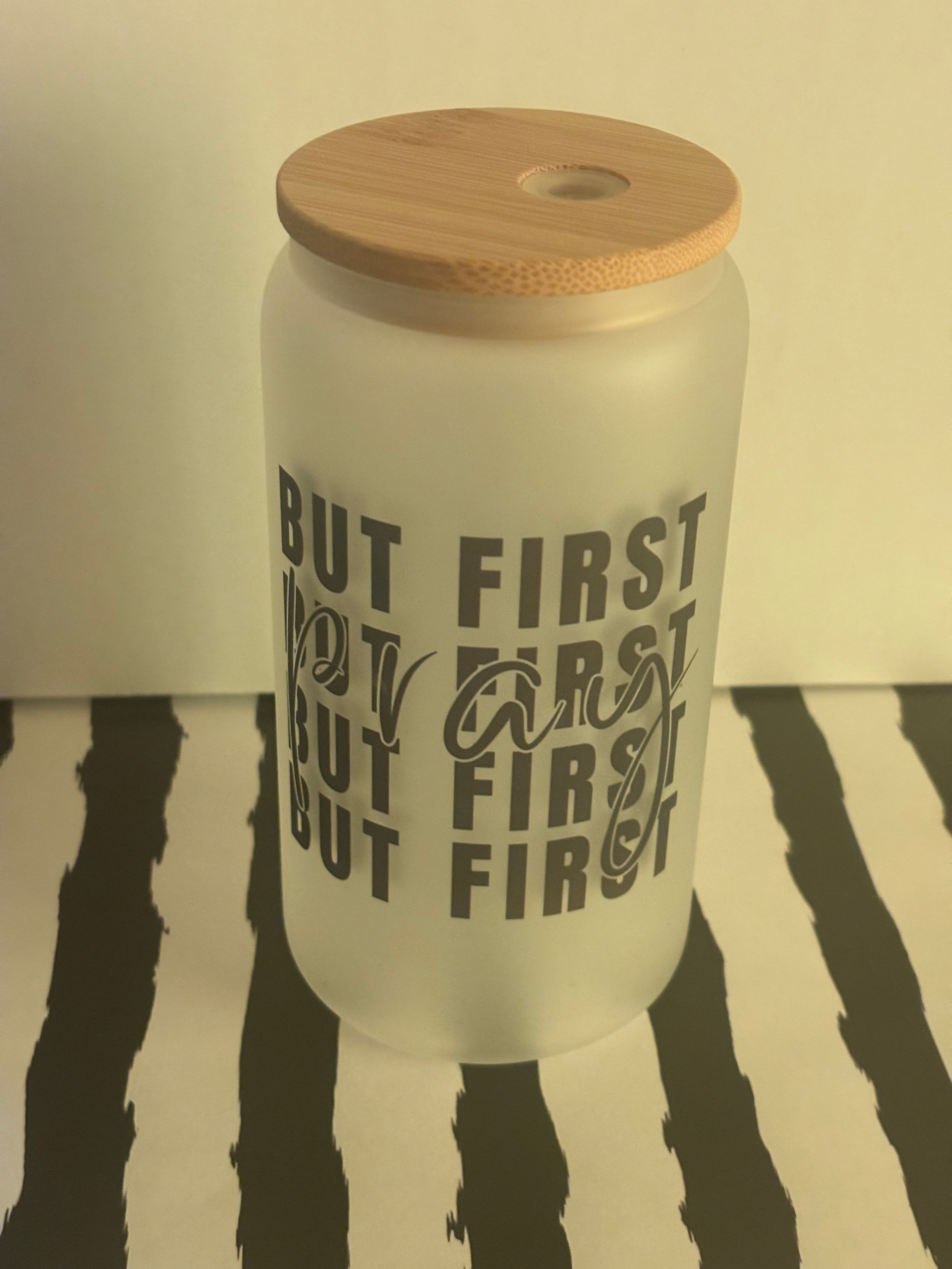 But First Pray Frosted Glass Jar