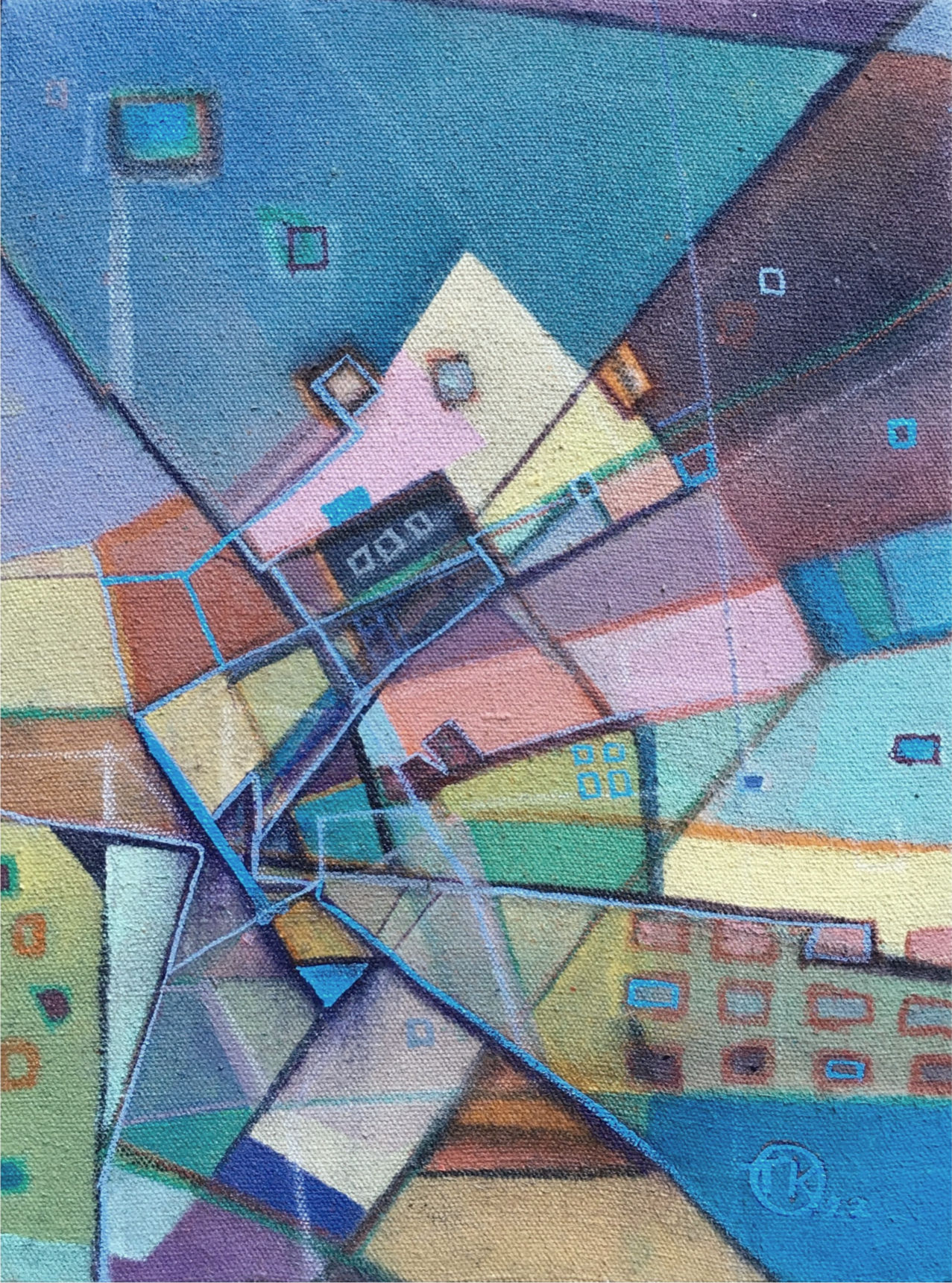 Abstract Arkansas intersection painting by Thomas Kelty
