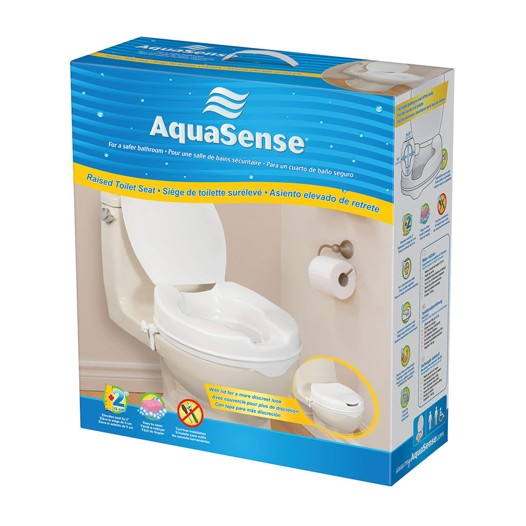 Aquasense Elongated Raised Toilet Seat w/ Lid 4"