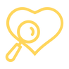 Icon of a magnifying glass over a heart