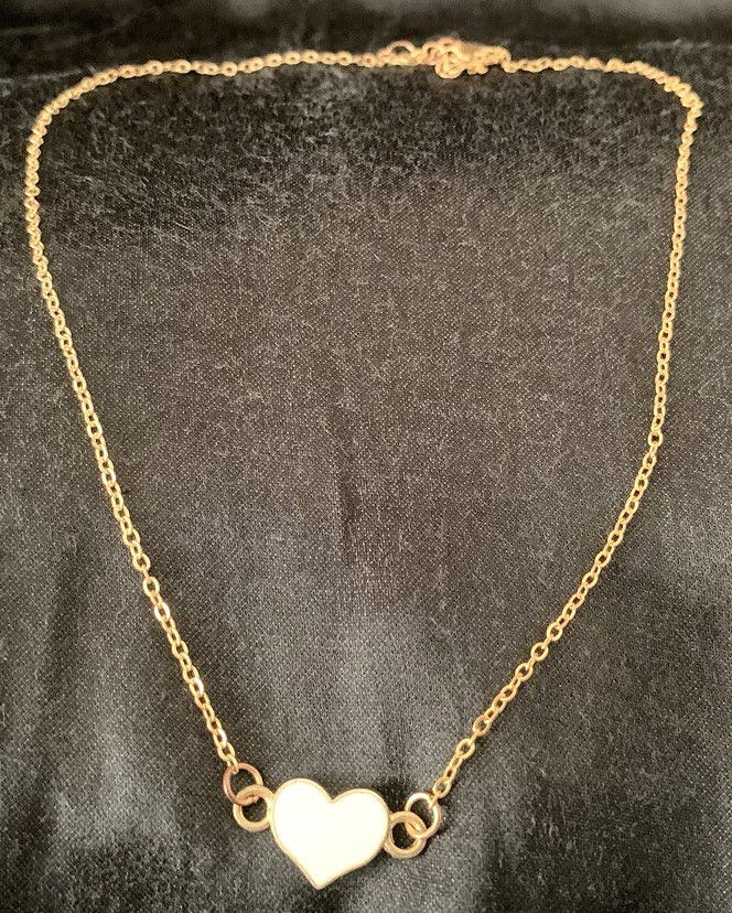 White hearts - gold necklace