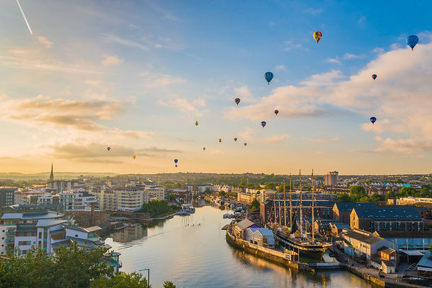 Bristol skyline balloons morning light
