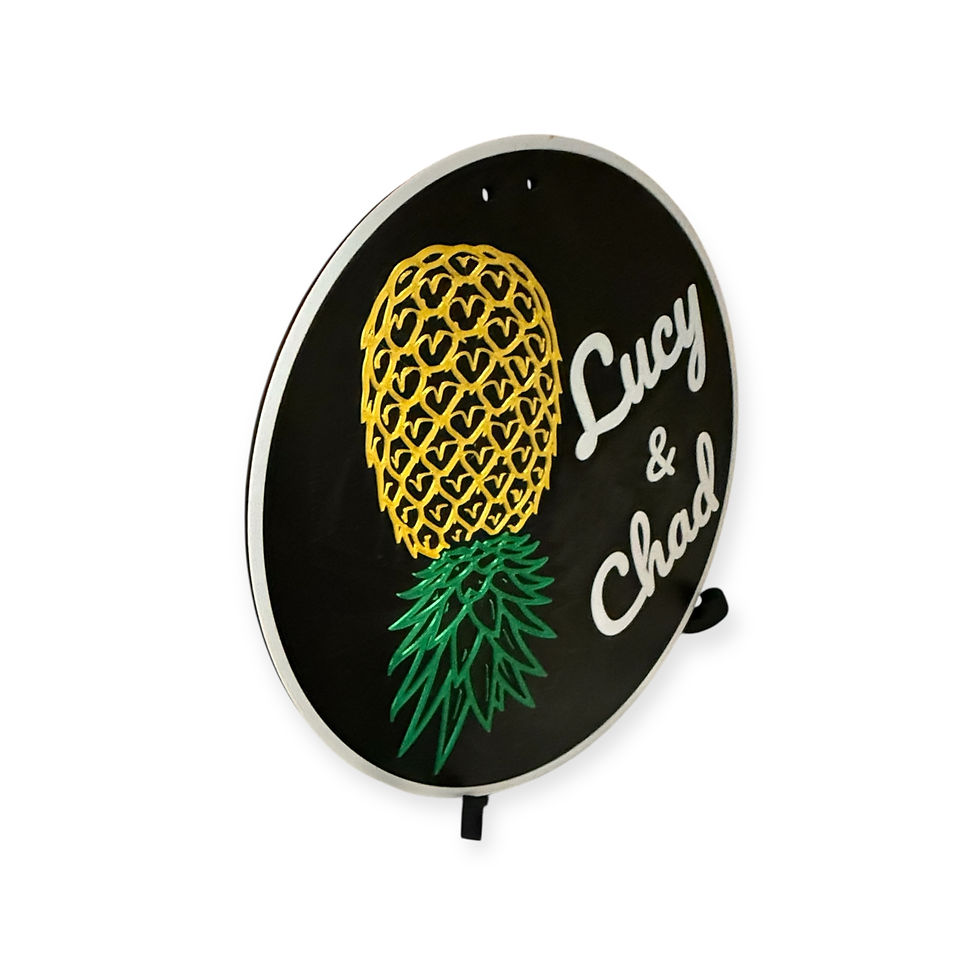 Thumbnail: Custom couple name door sign with upside pineapple symbol