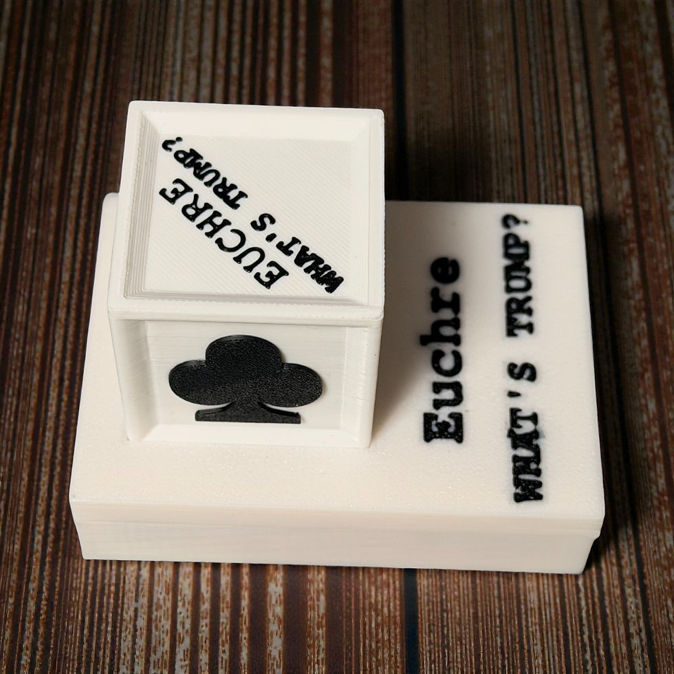 Thumbnail: Euchre trump cube with deck of cards and storage case