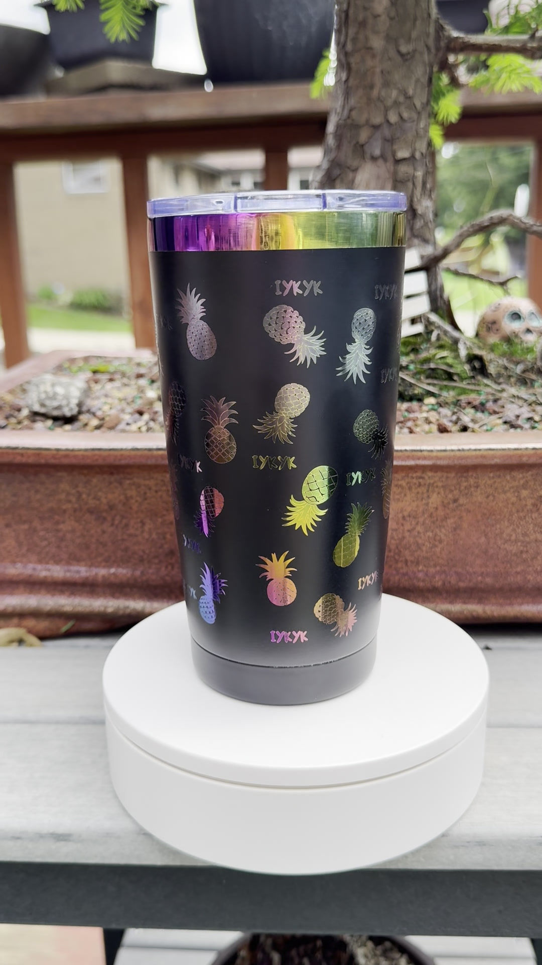 20 oz Rainbow Metallic Pineapple Tumbler – IYKYK Edition