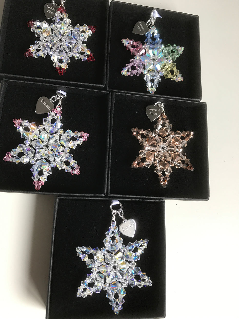 Thumbnail: BULK BUY 5 x Christmas Stars small crystal beaded Decoration