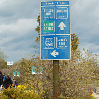 Street Sign in Niagara Falls describing attractions