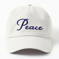 Peace Word Art white dad hat