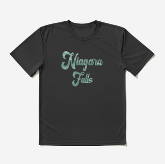 Short Sleeve black Shirt with Niagara Falls in emerald green the color of the Niagara River