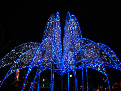 Light display in white and blue lights