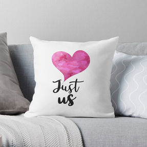 Just us throwpillow with pink heart