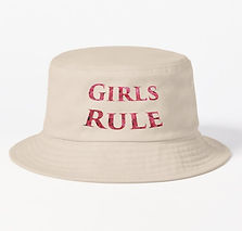 bucket hat with Girls Rule Word Art