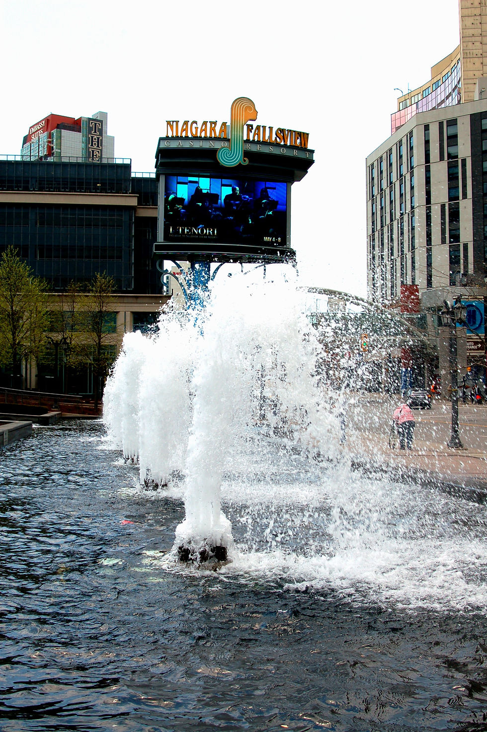 Fountains and buildings surrounding the Fallsview Casino resort