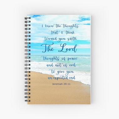 Jeremiah 29:11 Bible Verse Journal with beach picture