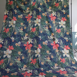 꽃무늬 배경천 - 네이비