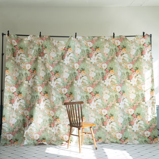 꽃무늬 배경천 - 그린