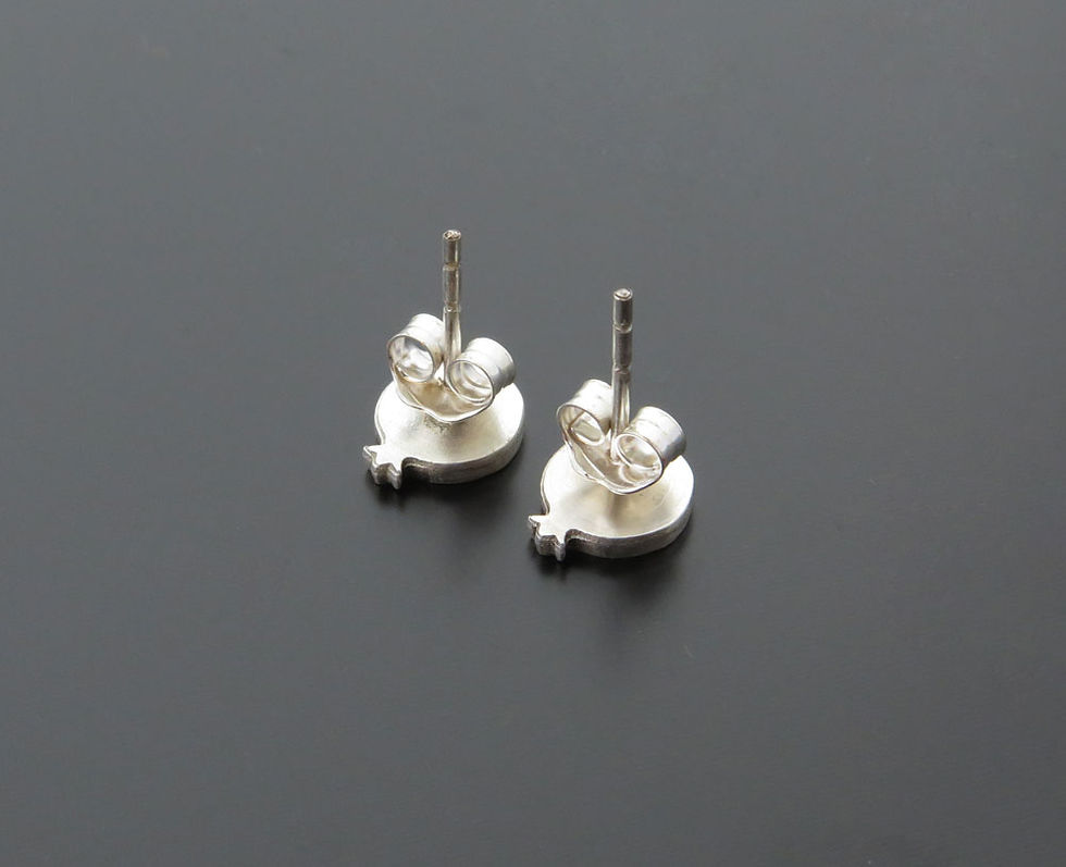 Thumbnail: Pomegranate earrings, silver earring studs