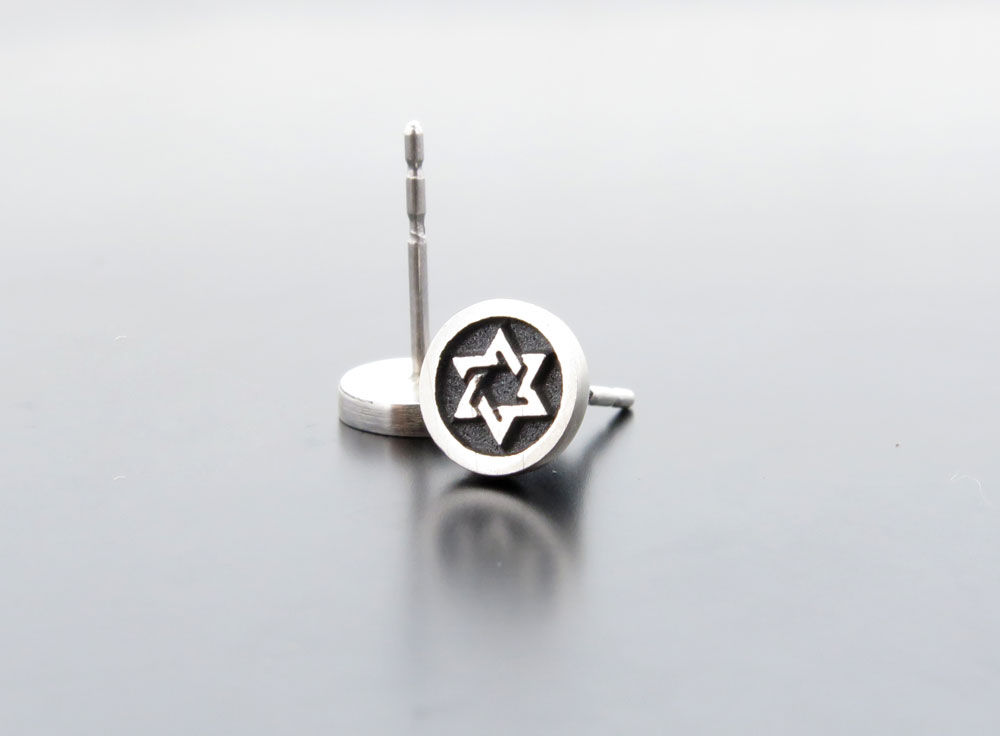 Star of david earrings, stud earrings, solid silver 925