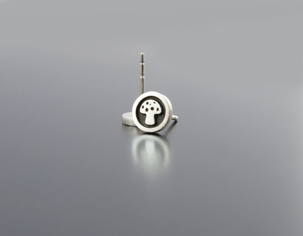 Mushrooms Earrings Sterling Silver, earring posts, silver posts, Mushroom studs,