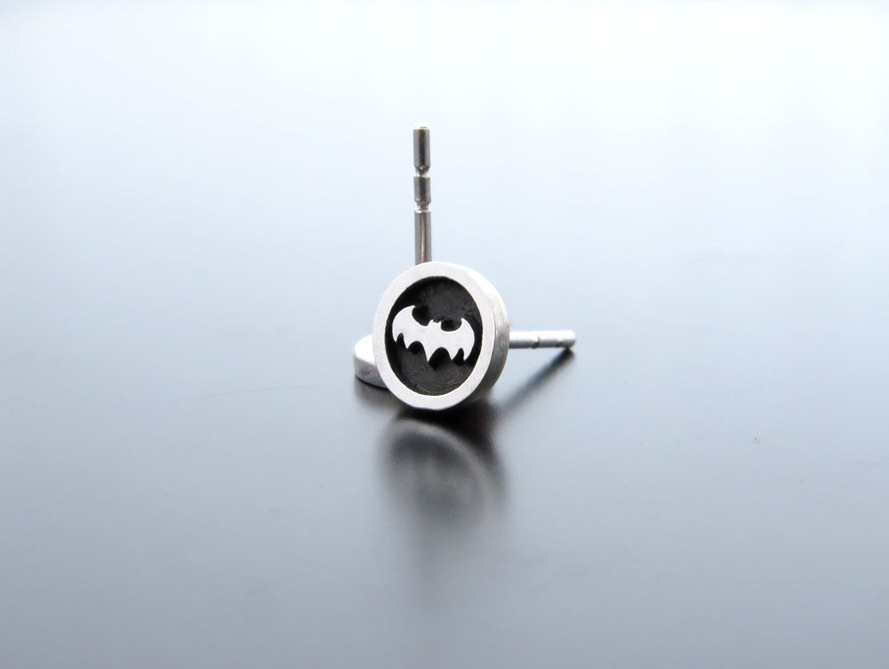 Bat silver earrings, bat earrings, stud earrings, batman