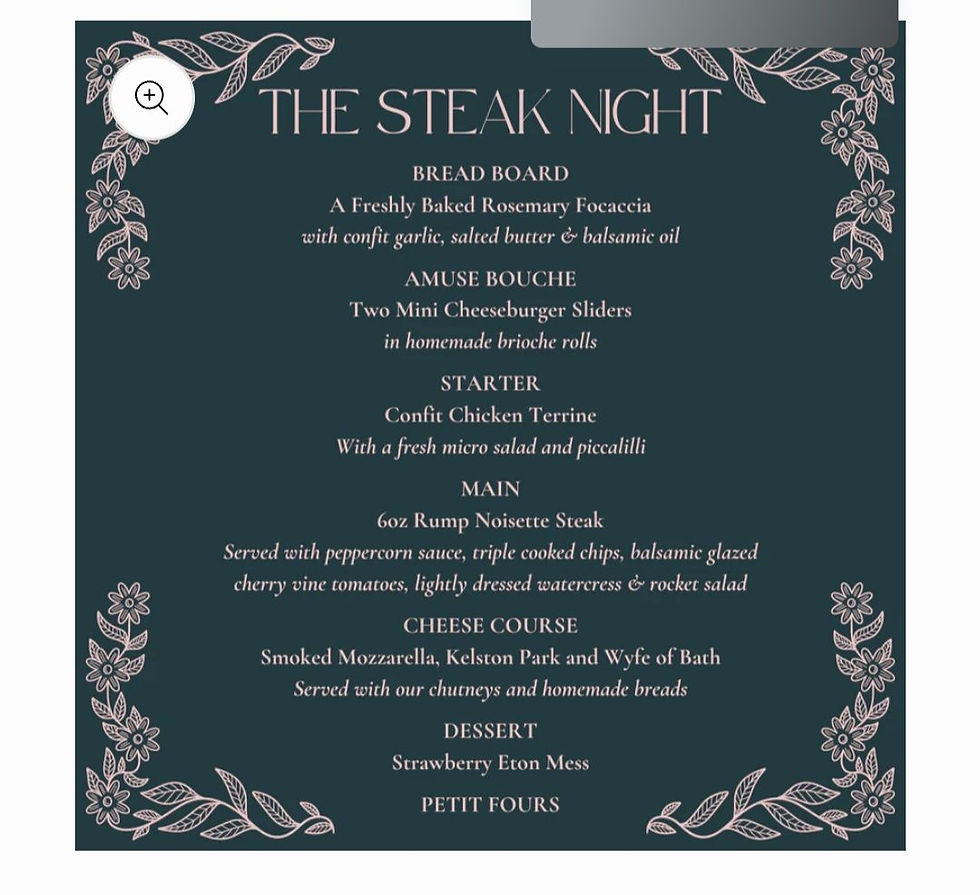 Menu of Steak Night Supper Club