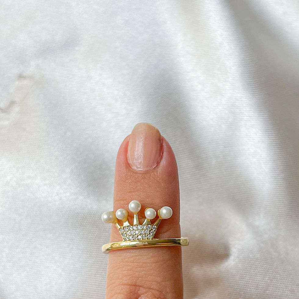 Miniatura: Anillo Corona Perlas - dorado regulable 