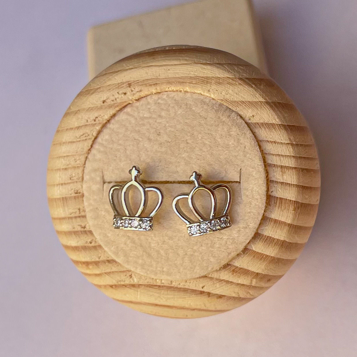 Aretes corona plateado 