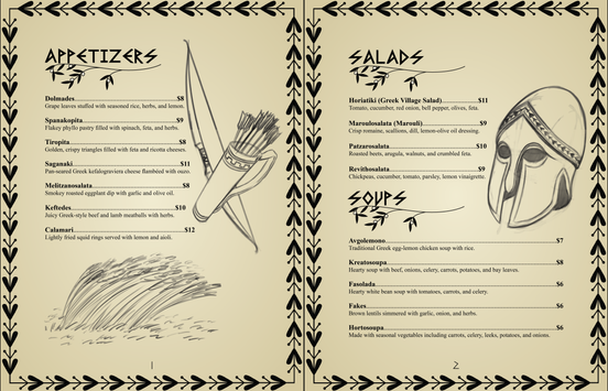 Greek Menu Pages 1 and 2