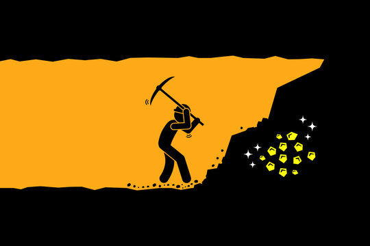 An illustration of an individual diligently digging for gold, symbolizing businesses' persistent quest to uncover ways to deliver unparalleled value to their consumers.