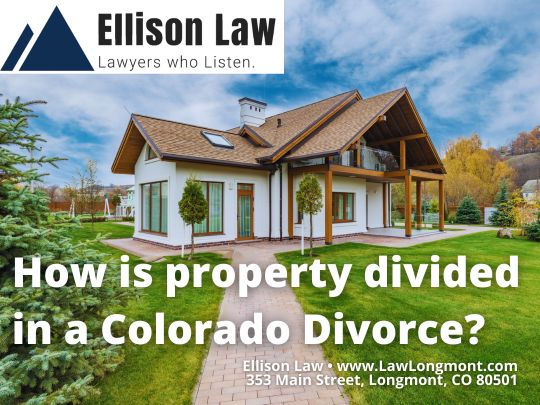 An image of a house with text that reads How is property divided in a Colorado divorce?