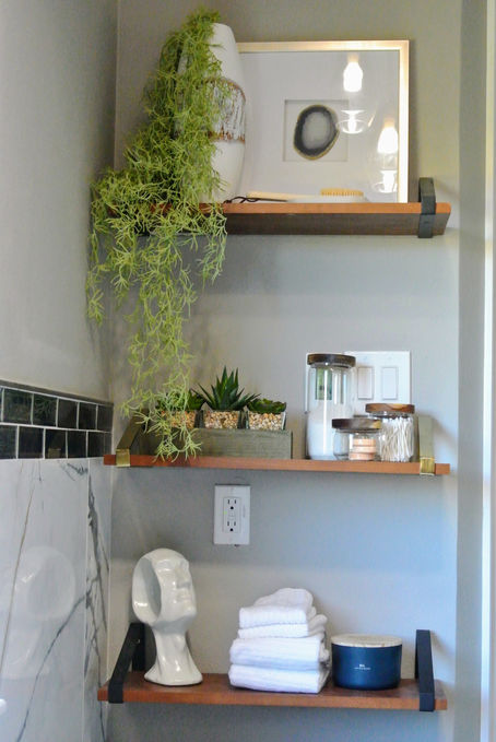 Styled bathroom shelves